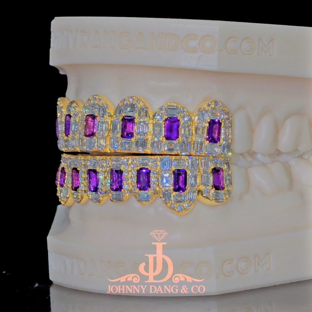 Flawless Royal Emerald Prong Set Grillz Yellow Gold (Pullouts) ✅