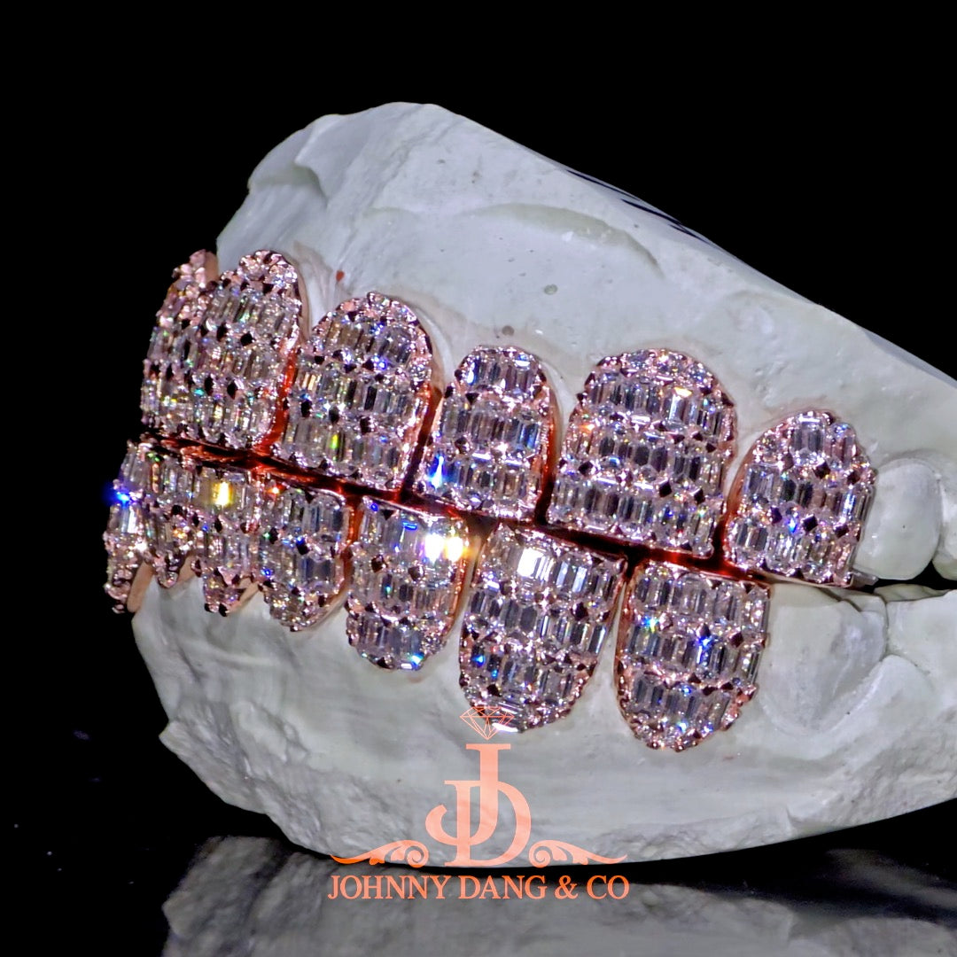 Flawless Emerald Prong Set Grillz Rose Gold (Perms) ✅