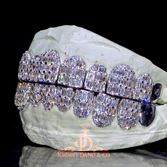 Flawless Emerald Prong Set Grillz White Gold (Perms)