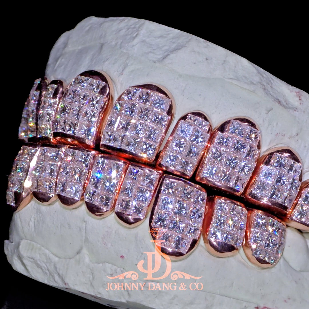 Flawless "King Princess Cut" Invisible Set Grillz Rose Gold (Perm) ✅