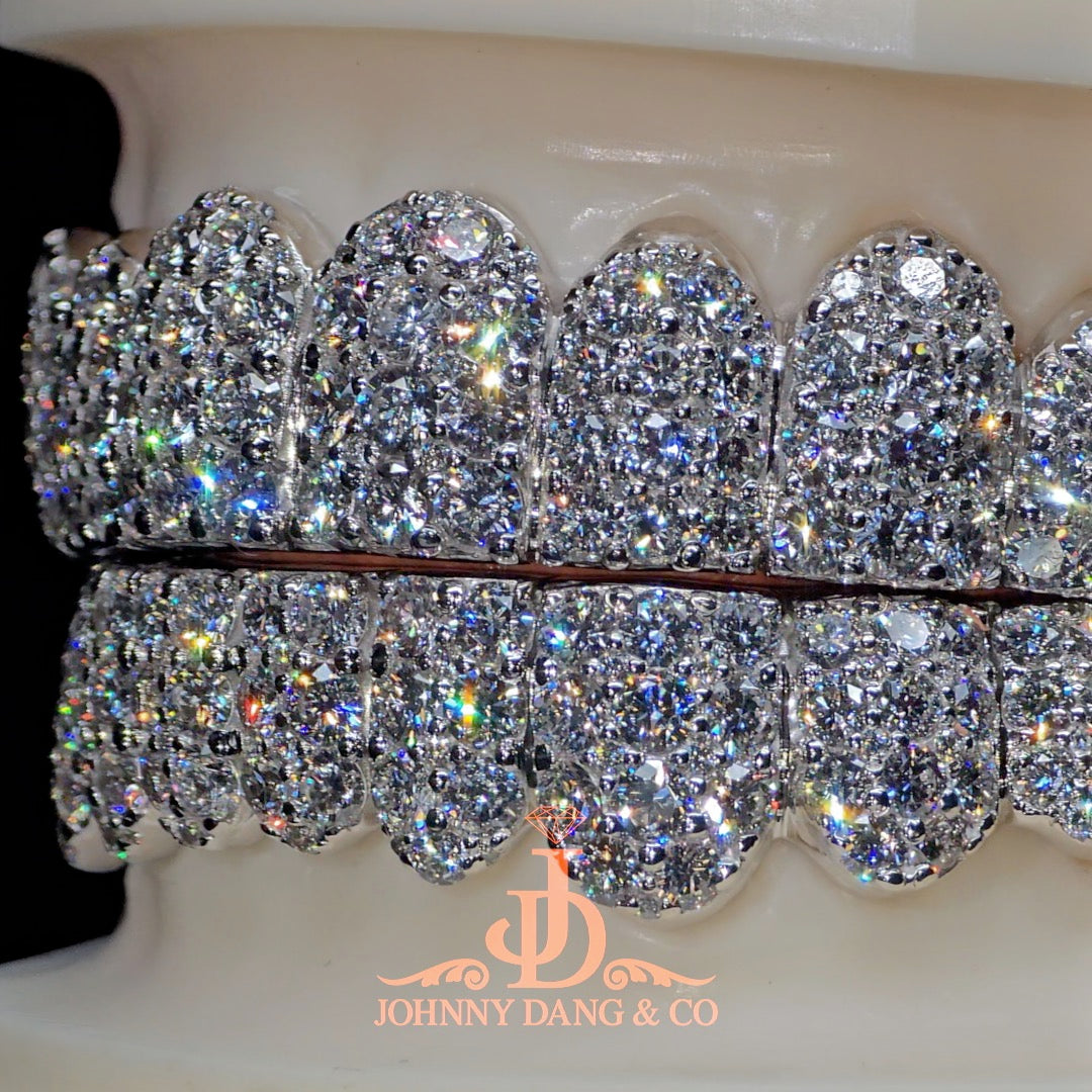 Flawless "10pt Ghost" Set Grillz White Gold (Pullout) ✅