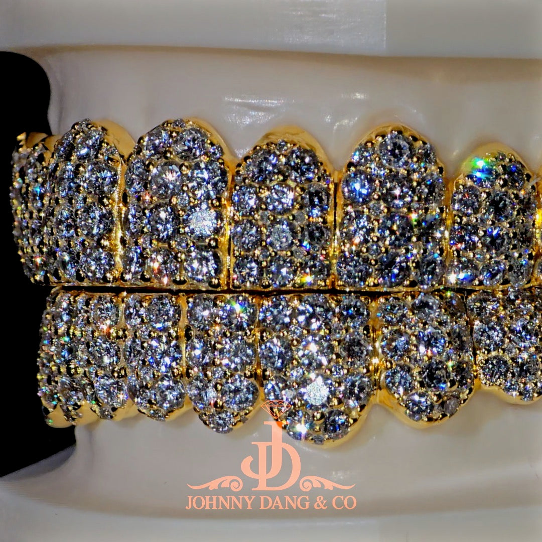 Flawless "10pt Ghost" Set Grillz Yellow Gold (Pullout) ✅