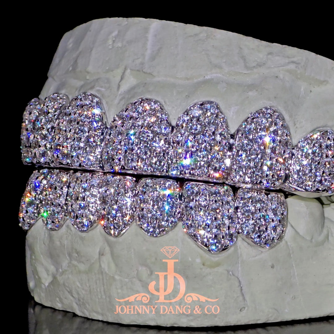 Flawless BBHoneycomb Set Grillz White Gold (Pull Out)