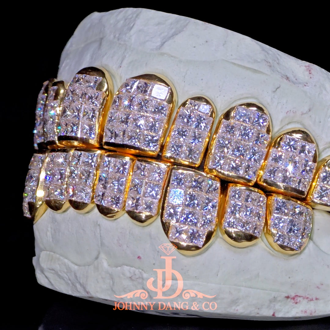 Flawless "King Princess Cut" Invisible Set Grillz Yellow Gold (Perm) ✅