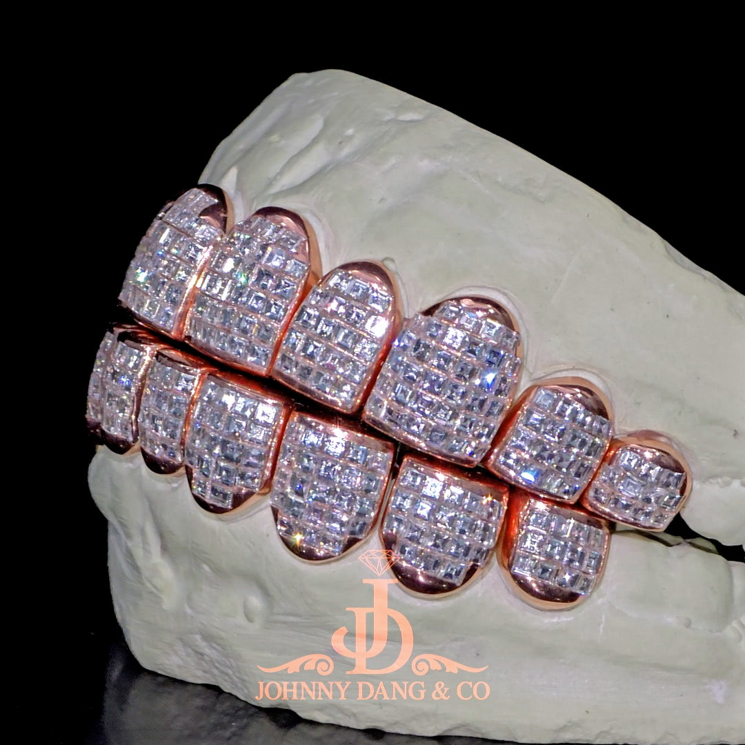 Flawless "Carre Cut" Invisible Set Grillz Rose Gold (Perm) ✅