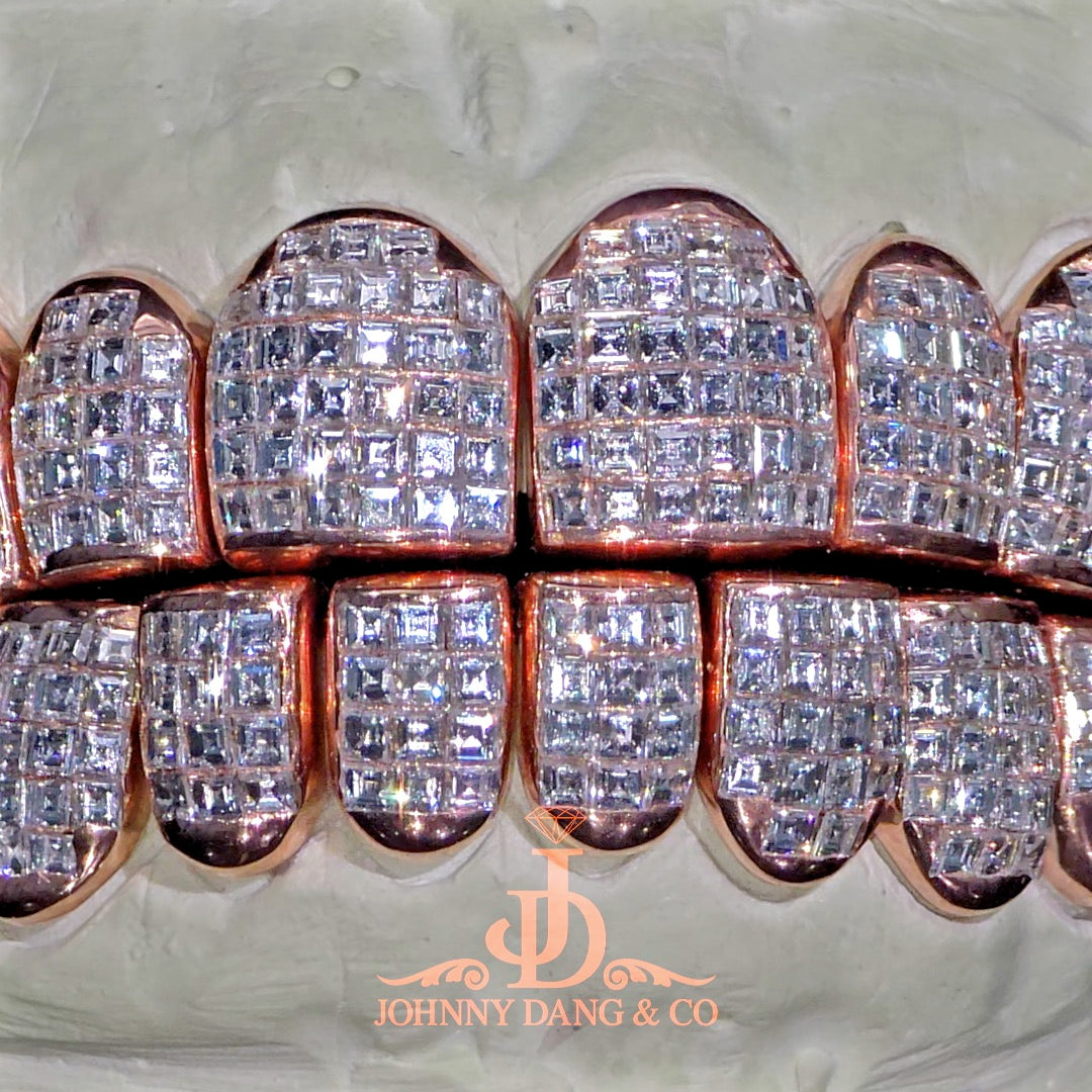 Flawless "Carre Cut" Invisible Set Grillz Rose Gold (Perm) ✅