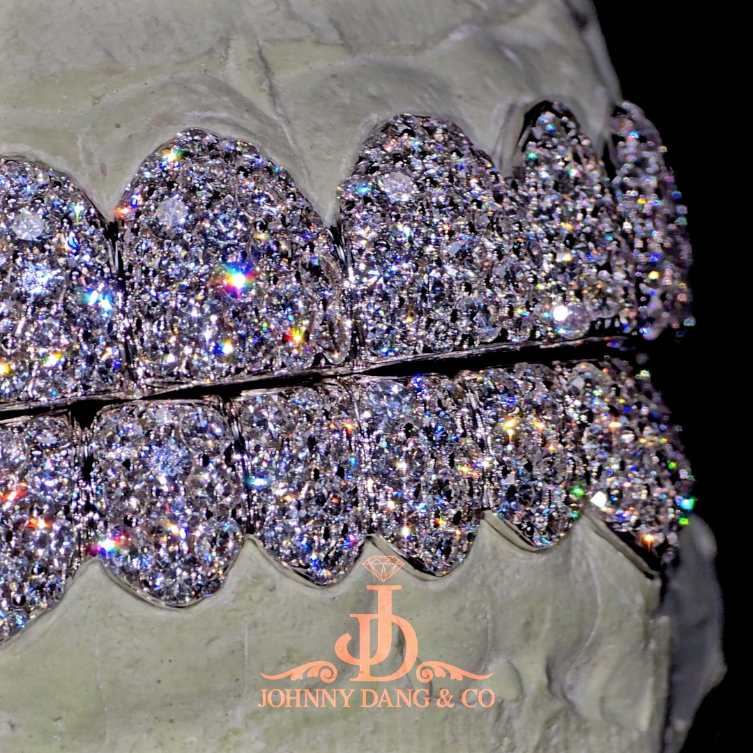 Flawless BBHoneycomb Set Grillz White Gold (Pull Out)