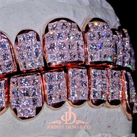 Flawless "King Princess Cut" Invisible Set Grillz Rose Gold (Perm) ✅