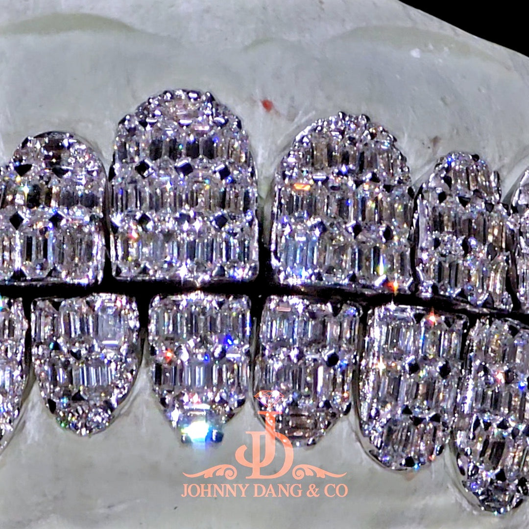 Flawless Emerald Prong Set Grillz White Gold (Perms)