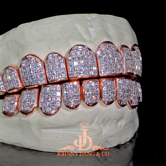 Flawless "Carre Cut" Invisible Set Grillz Rose Gold (Perm) ✅