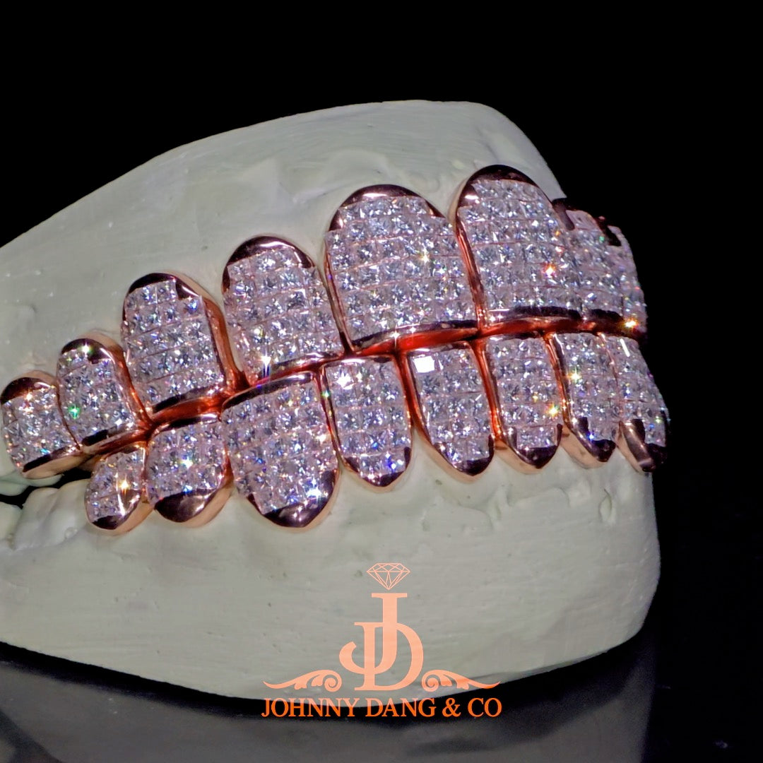 Flawless "Princess Cut" Invisible Set Grillz Rose Gold (Perm) ✅
