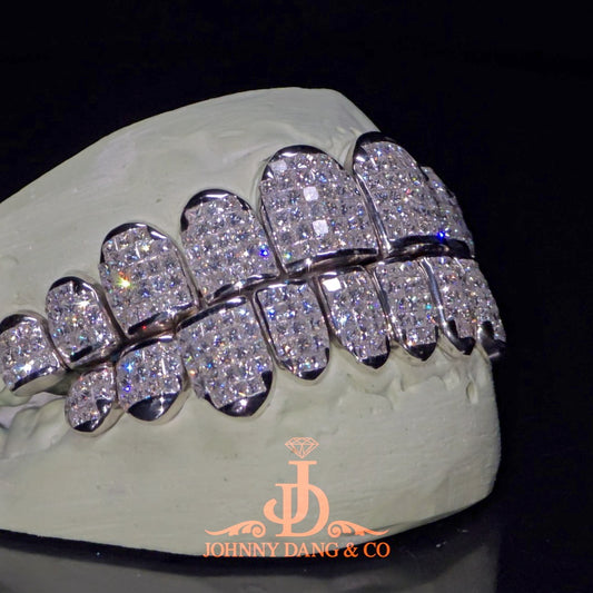 Flawless "Princess Cut" Invisible Set Grillz White Gold (Perm)