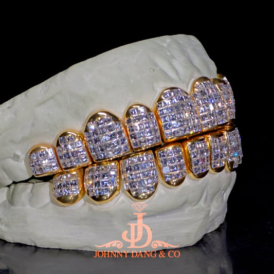 Flawless "Carre Cut" Invisible Set Grillz Yellow Gold (Perm) ✅