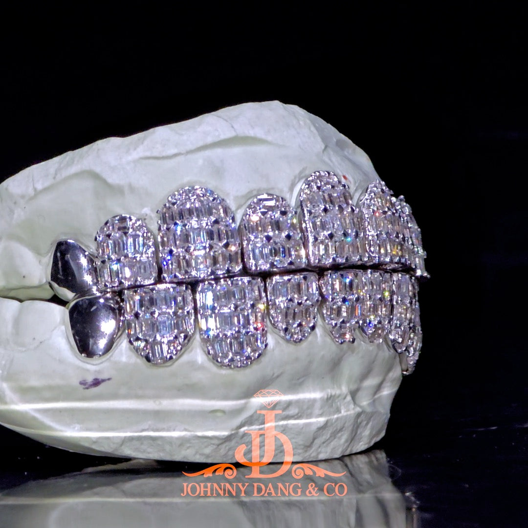 Flawless Emerald Prong Set Grillz White Gold (Perms)