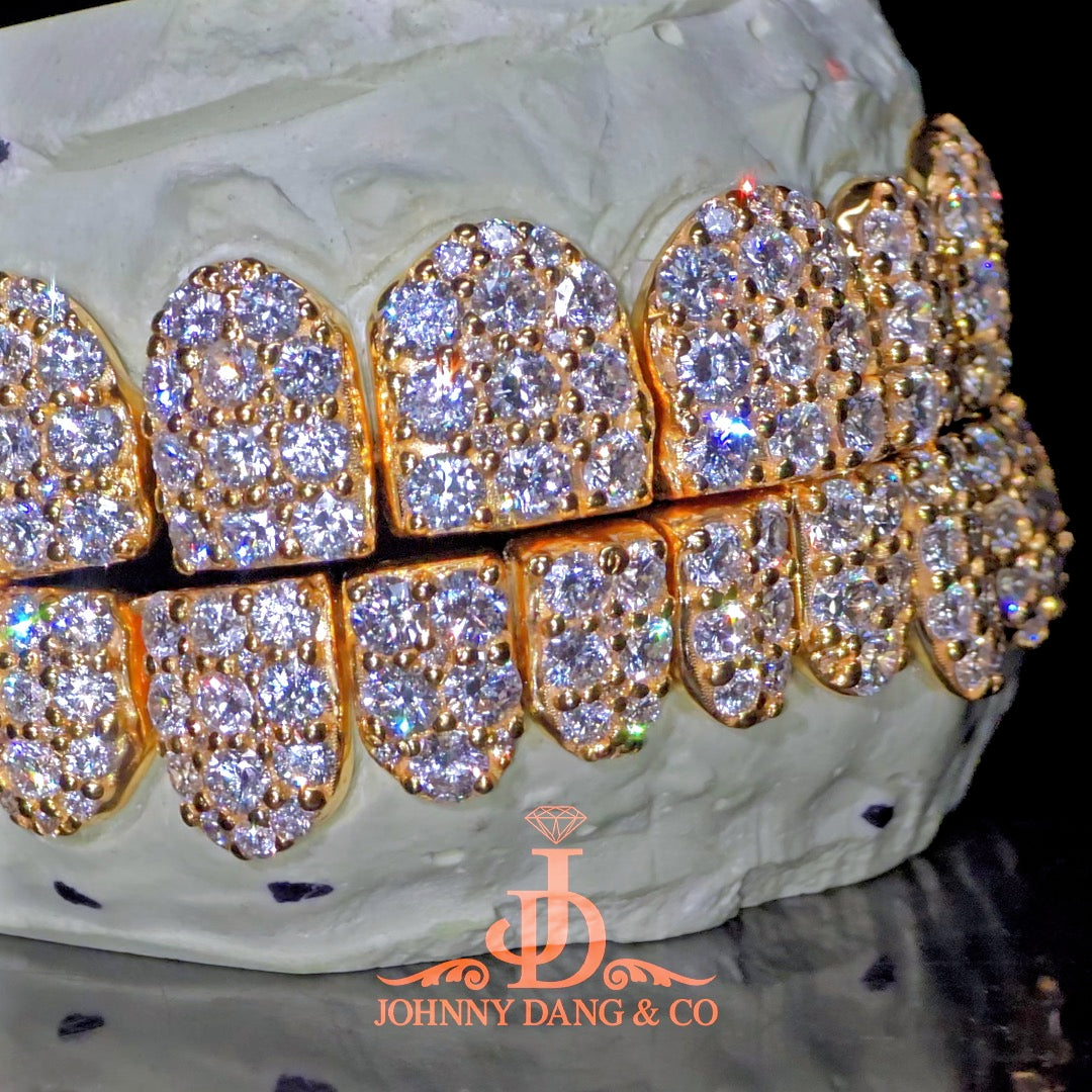 Flawless "10pt Ghost" Set Grillz Yellow Gold (Perms) ✅