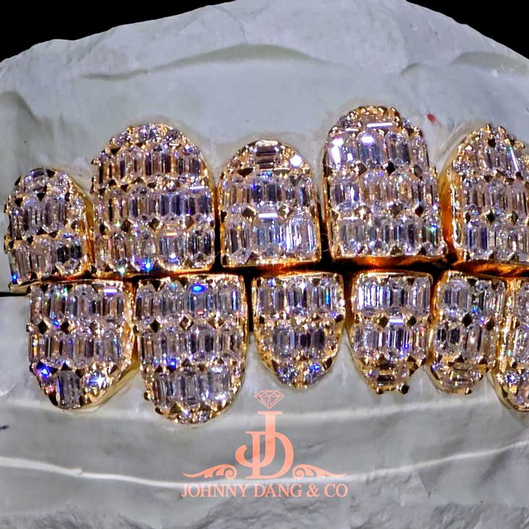Flawless Emerald Prong Set Grillz Yellow Gold (Perms) ✅