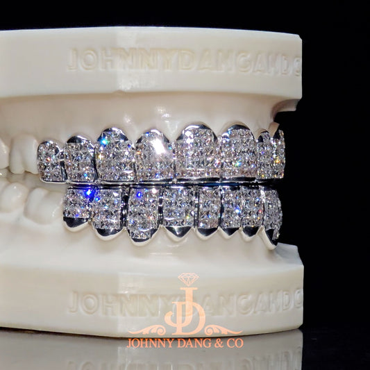 Flawless "French Cut" Invisible Set Grillz White Gold (Pullout)