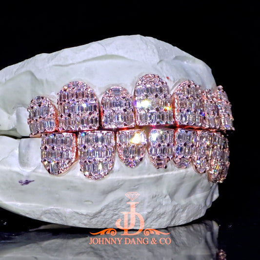 Flawless Emerald Prong Set Grillz Rose Gold (Perms) ✅