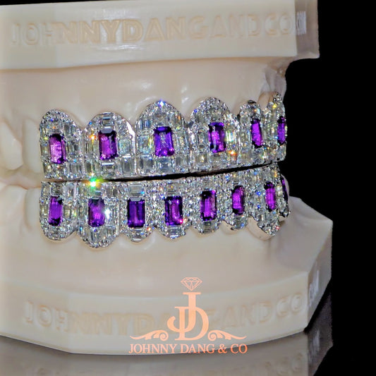 Flawless Royal Emerald Prong Set Grillz White Gold (Pullouts)