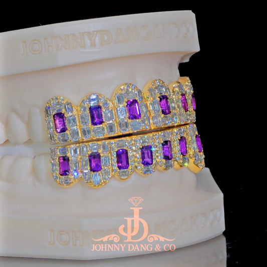 Flawless Royal Emerald Prong Set Grillz Yellow Gold (Pullouts) ✅