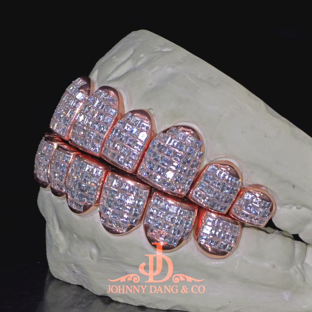 Flawless "Carre Cut" Invisible Set Grillz Rose Gold (Perm) ✅