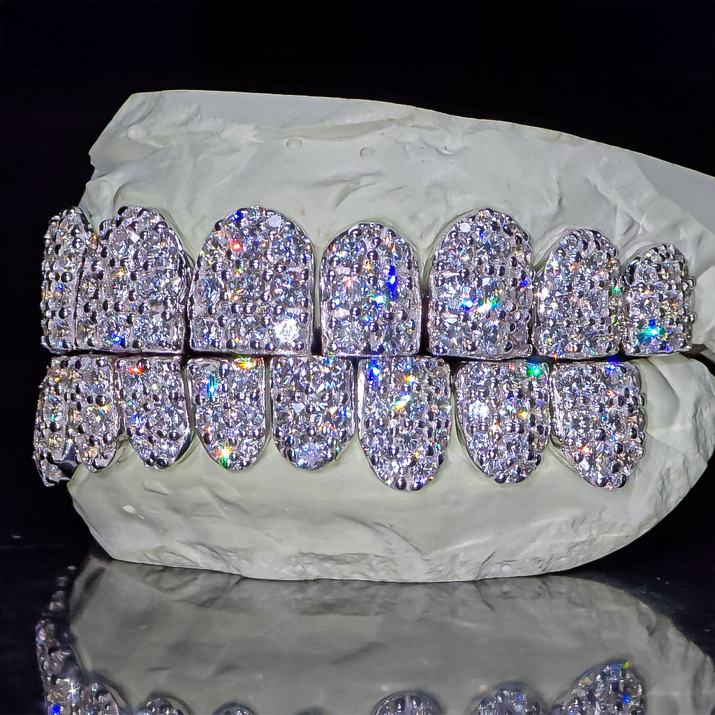 Flawless "10pt Ghost" Set Grillz White Gold (Perms) ✅