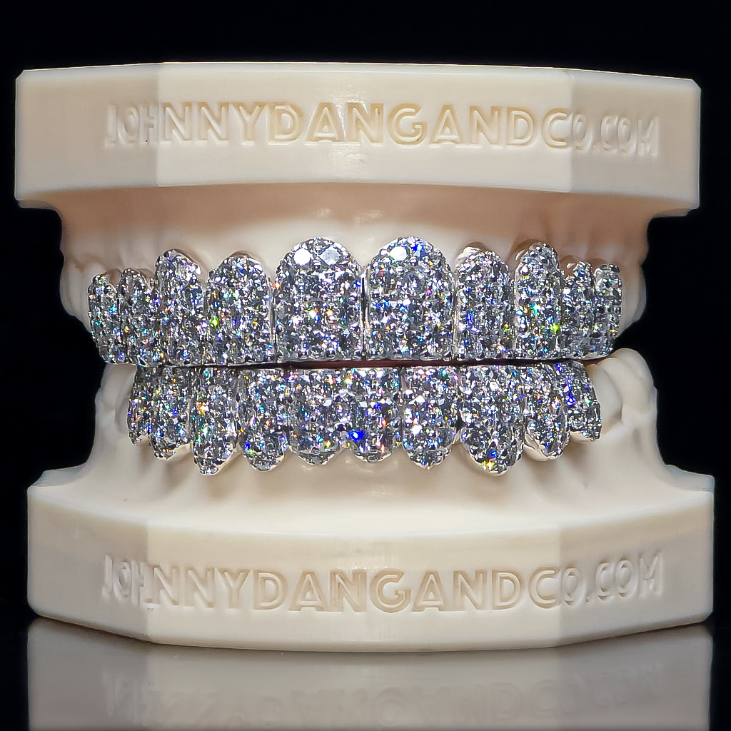 Flawless "10pt Ghost" Set Grillz White Gold (Pullout) ✅