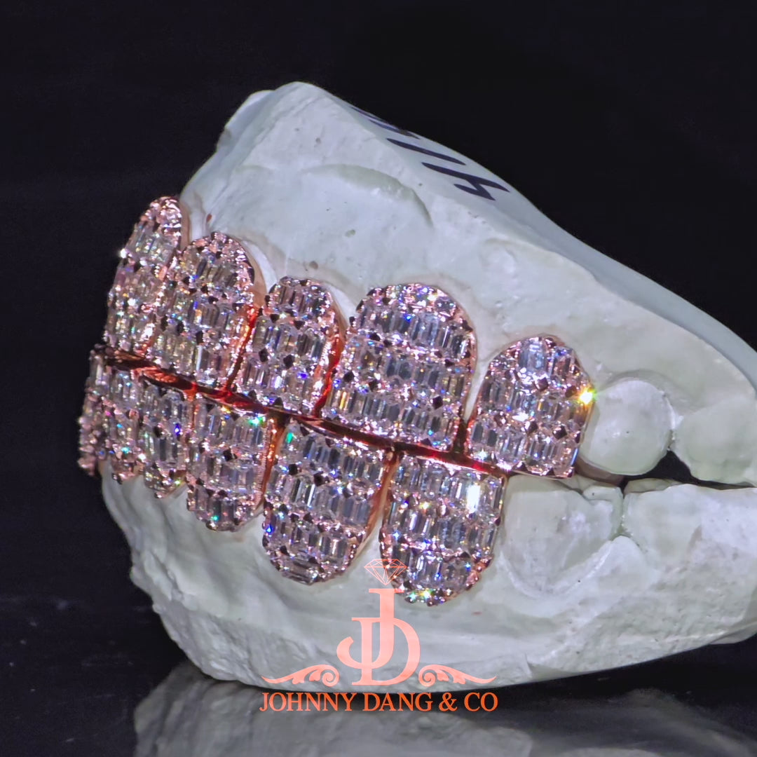 Flawless Emerald Prong Set Grillz Rose Gold (Perms) ✅