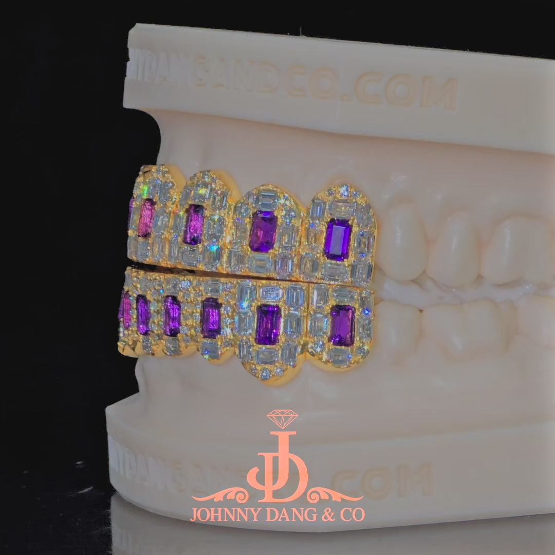 Flawless Royal Emerald Prong Set Grillz Yellow Gold (Pullouts) ✅
