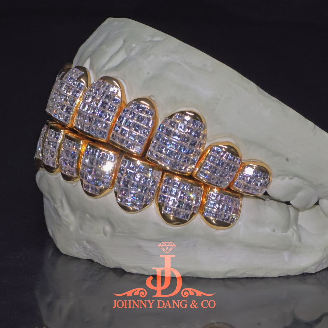 Flawless "Carre Cut" Invisible Set Grillz Yellow Gold (Perm) ✅