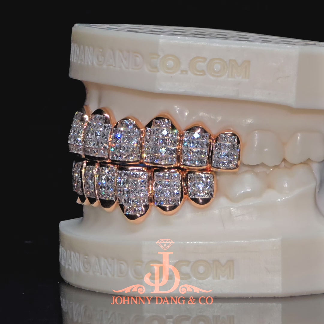 Flawless "French Cut" Invisible Set Grillz Rose Gold (Pullout) ✅