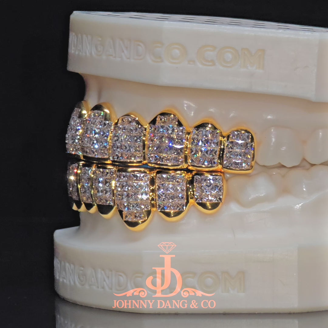 Flawless "French Cut" Invisible Set Grillz Yellow Gold (Pullout) ✅