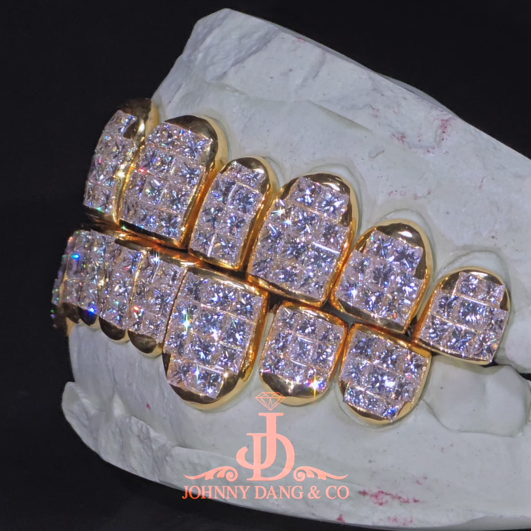 Flawless "King Princess Cut" Invisible Set Grillz Yellow Gold (Perm) ✅