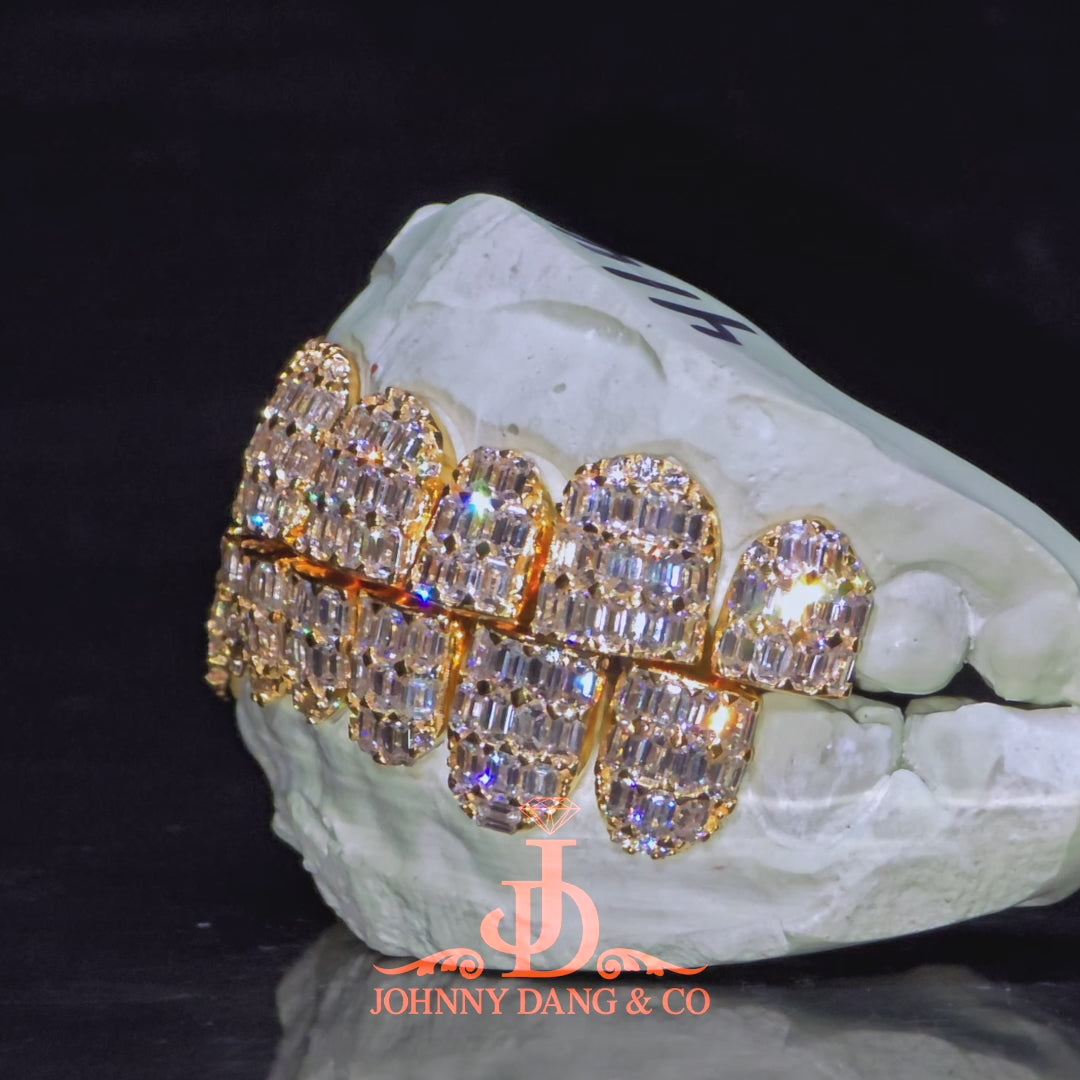 Flawless Emerald Prong Set Grillz Yellow Gold (Perms) ✅