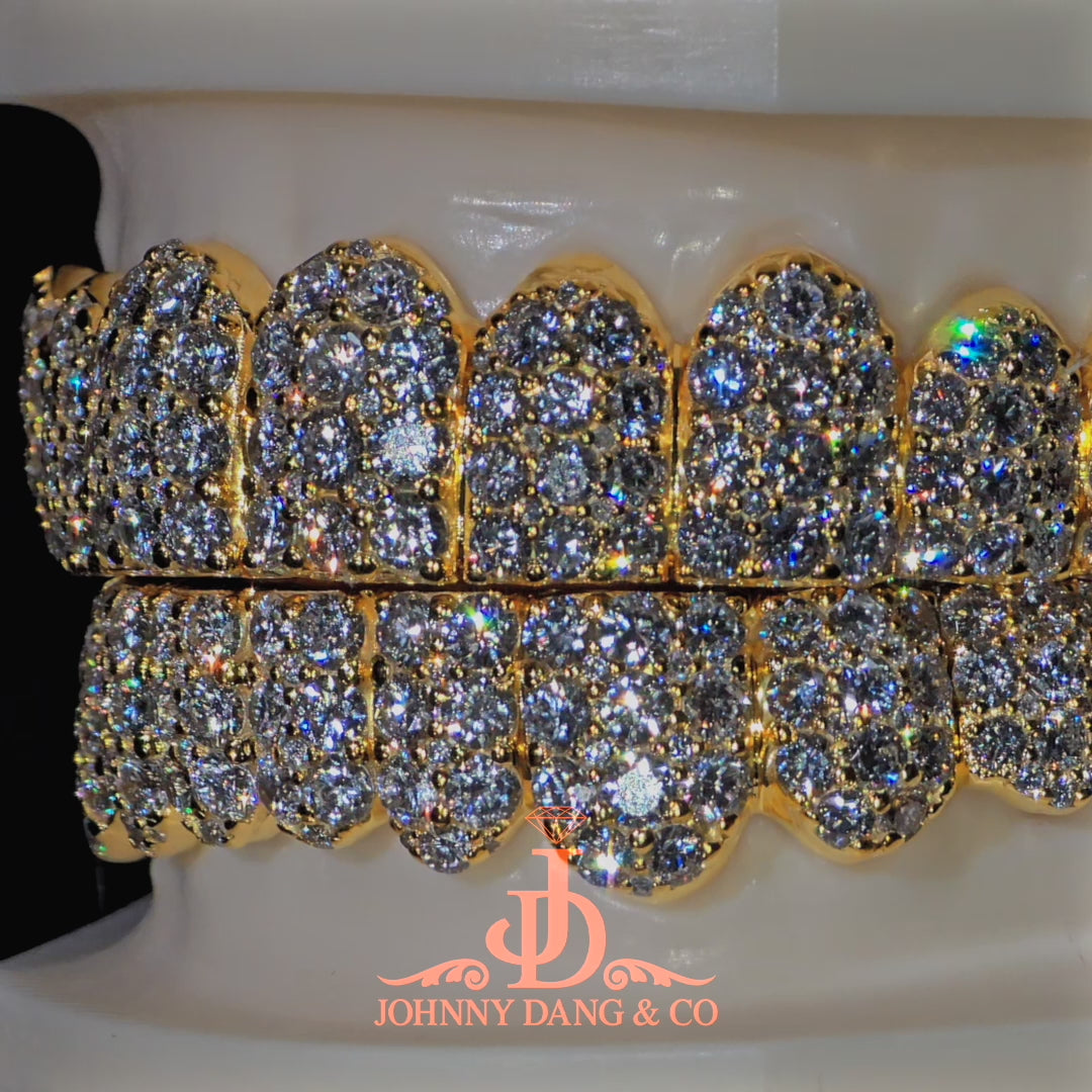 Flawless "10pt Ghost" Set Grillz Yellow Gold (Pullout) ✅