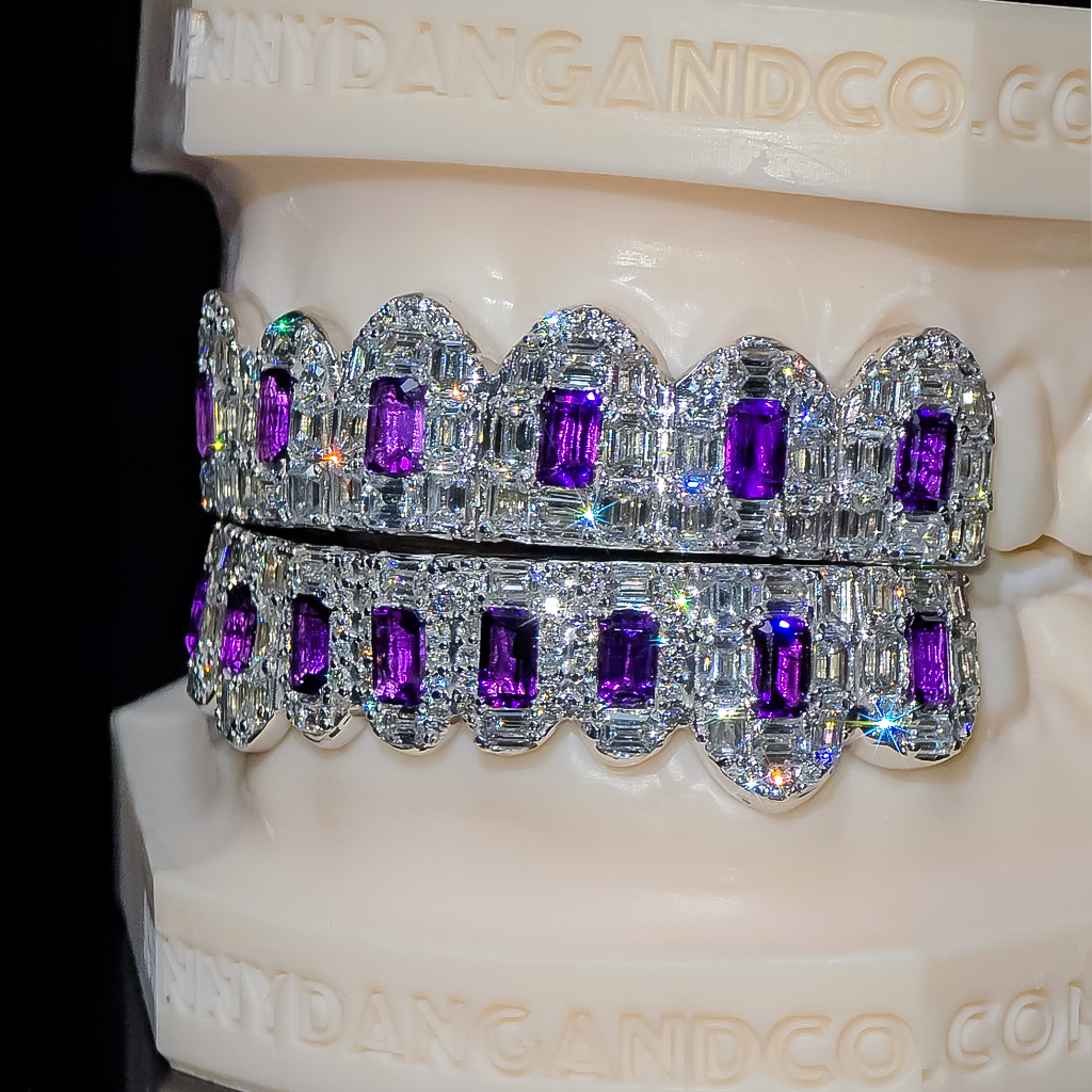 Flawless Royal Emerald Prong Set Grillz White Gold (Pullouts)