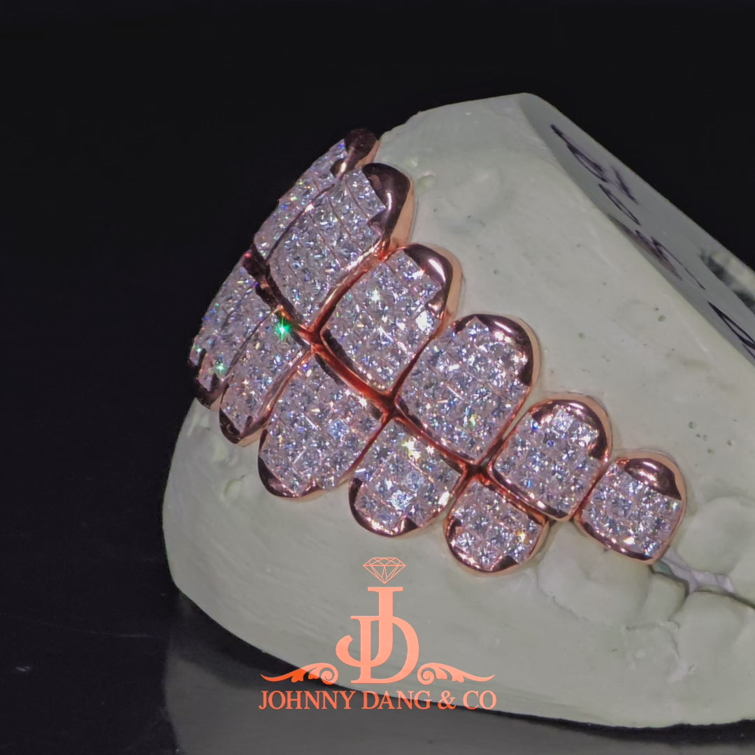 Flawless "Princess Cut" Invisible Set Grillz Rose Gold (Perm) ✅