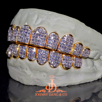 Flawless "Carre Cut" Invisible Set Grillz Yellow Gold (Perm) ✅