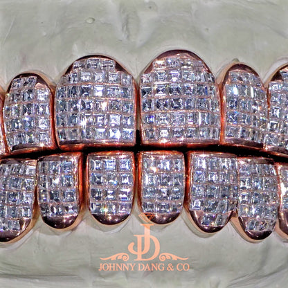 Flawless "Carre Cut" Invisible Set Grillz Rose Gold (Perm) ✅