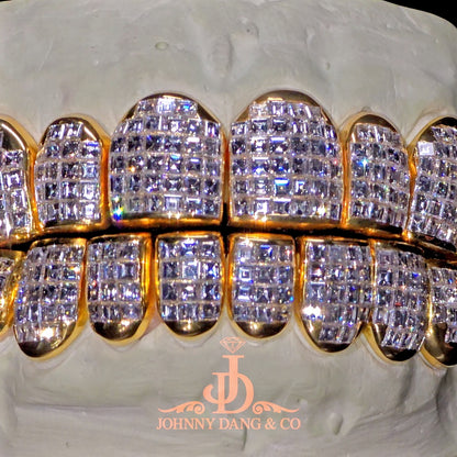 Flawless "Carre Cut" Invisible Set Grillz Yellow Gold (Perm) ✅