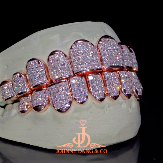 Flawless "Princess Cut" Invisible Set Grillz Rose Gold (Perm) ✅