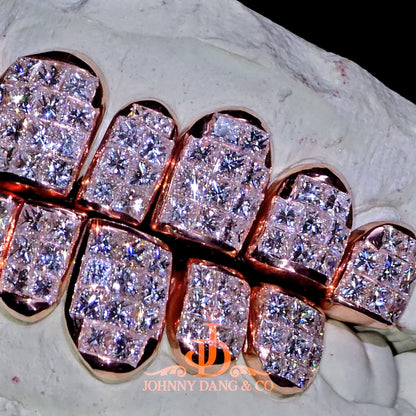 Flawless "King Princess Cut" Invisible Set Grillz Rose Gold (Perm) ✅