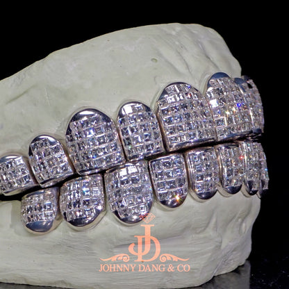 Flawless "Carre Cut" Invisible Set Grillz White Gold (Perm) ✅