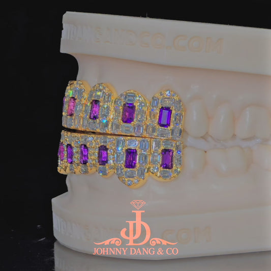 Flawless Royal Emerald Prong Set Grillz Yellow Gold (Pullouts) ✅