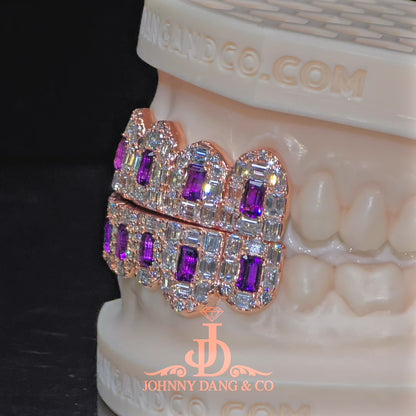 Flawless Royal Emerald Prong Set Grillz Rose Gold (Pullouts) ✅