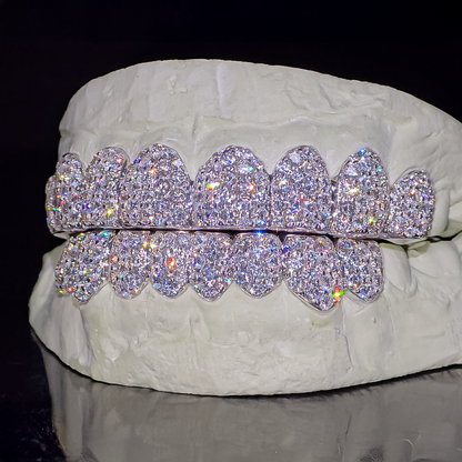 Flawless BBHoneycomb Set Grillz White Gold (Pull Out)