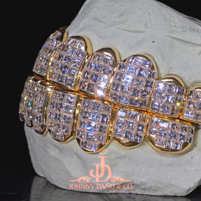 Flawless "King Carre Cut" Invisible Set Grillz Yellow Gold (Pullout) ✅