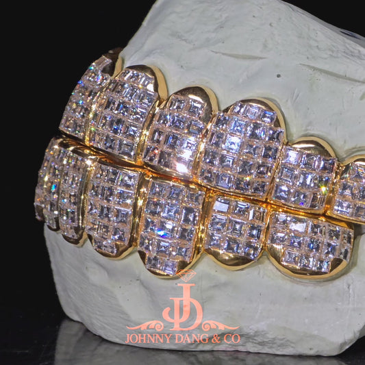 Flawless "King Carre Cut" Invisible Set Grillz Yellow Gold (Pullout) ✅